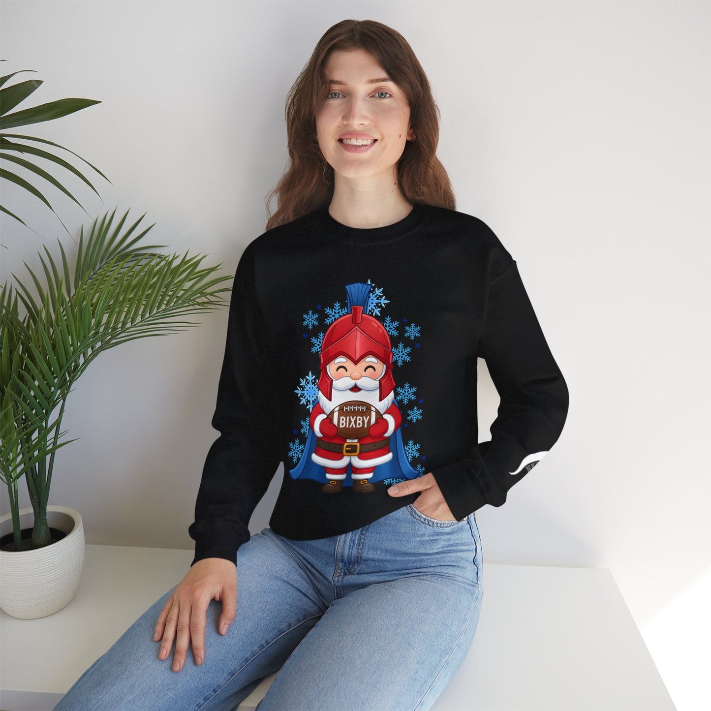 Spartan Football Santa Gildan Sweatshirt With Sleeve Print