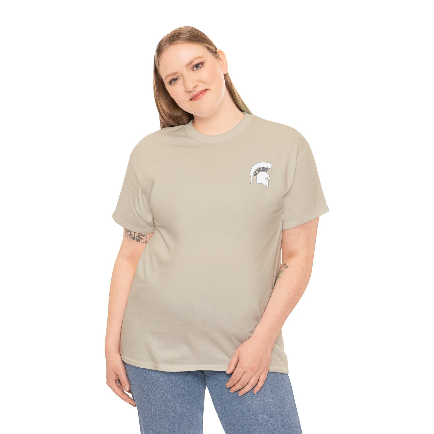 Spartan White Logo Gildan Tee