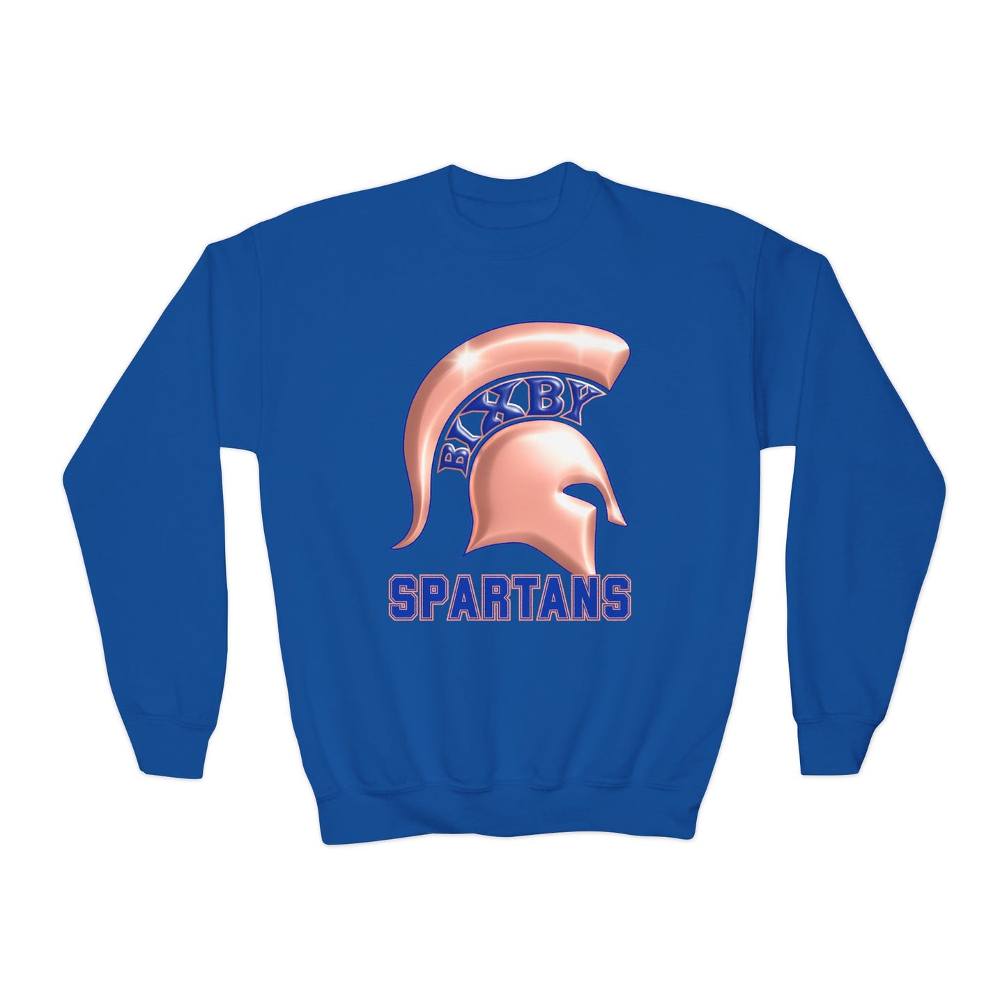 Bixby Spartan Metallic Rose Gold Youth Gildan Sweatshirt