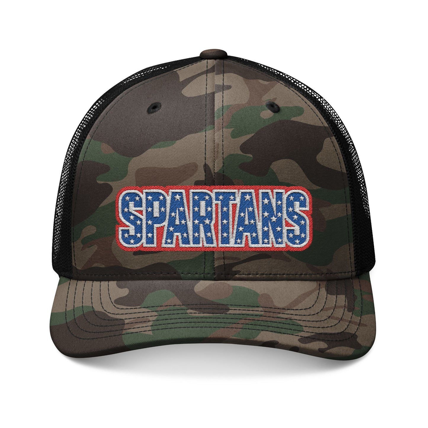 Spartans Patriotic Embroidered Camouflage Trucker Hat