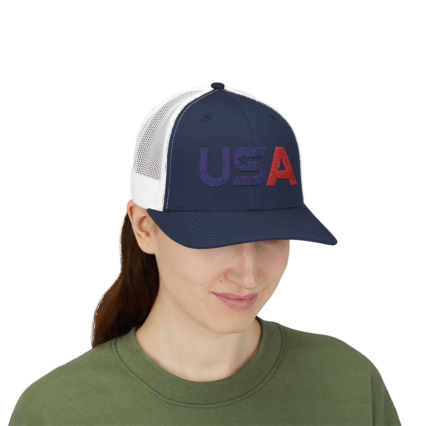 Patriotic USA Embroidered Trucker Snapback