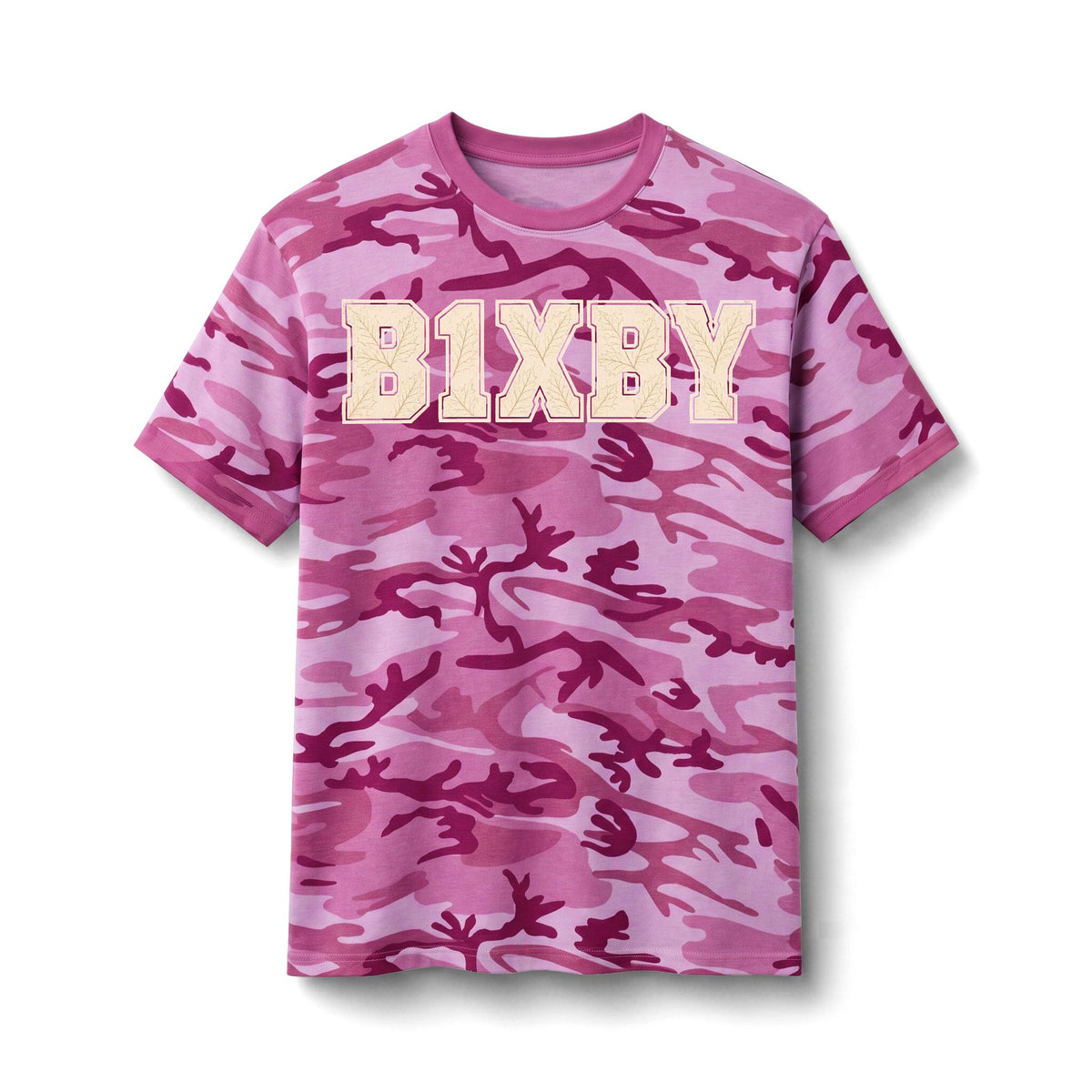 Bixby Spartans Camo B1XBY - Vintage Varsity Lettering Cotton T‑ Tee