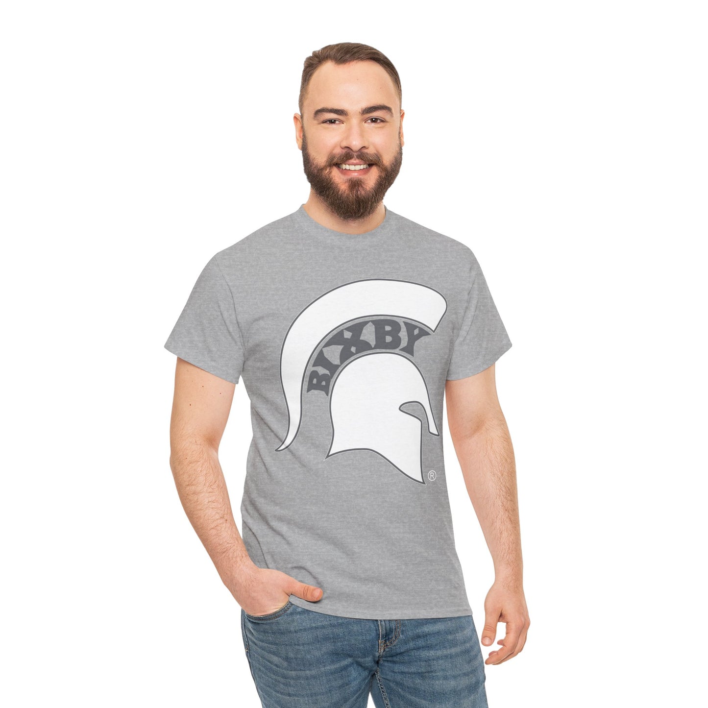 Spartan White Logo Gildan Tee