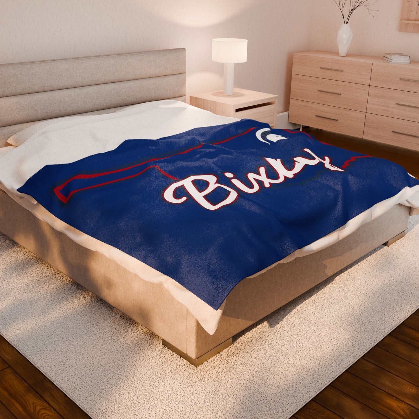 Bixby OK Blue Velveteen Plush Blanket