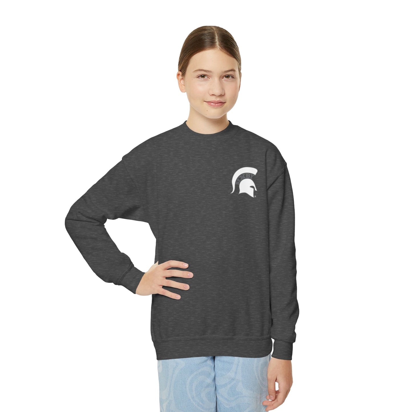 Spartan White Logo Youth Gildan Sweatshirt
