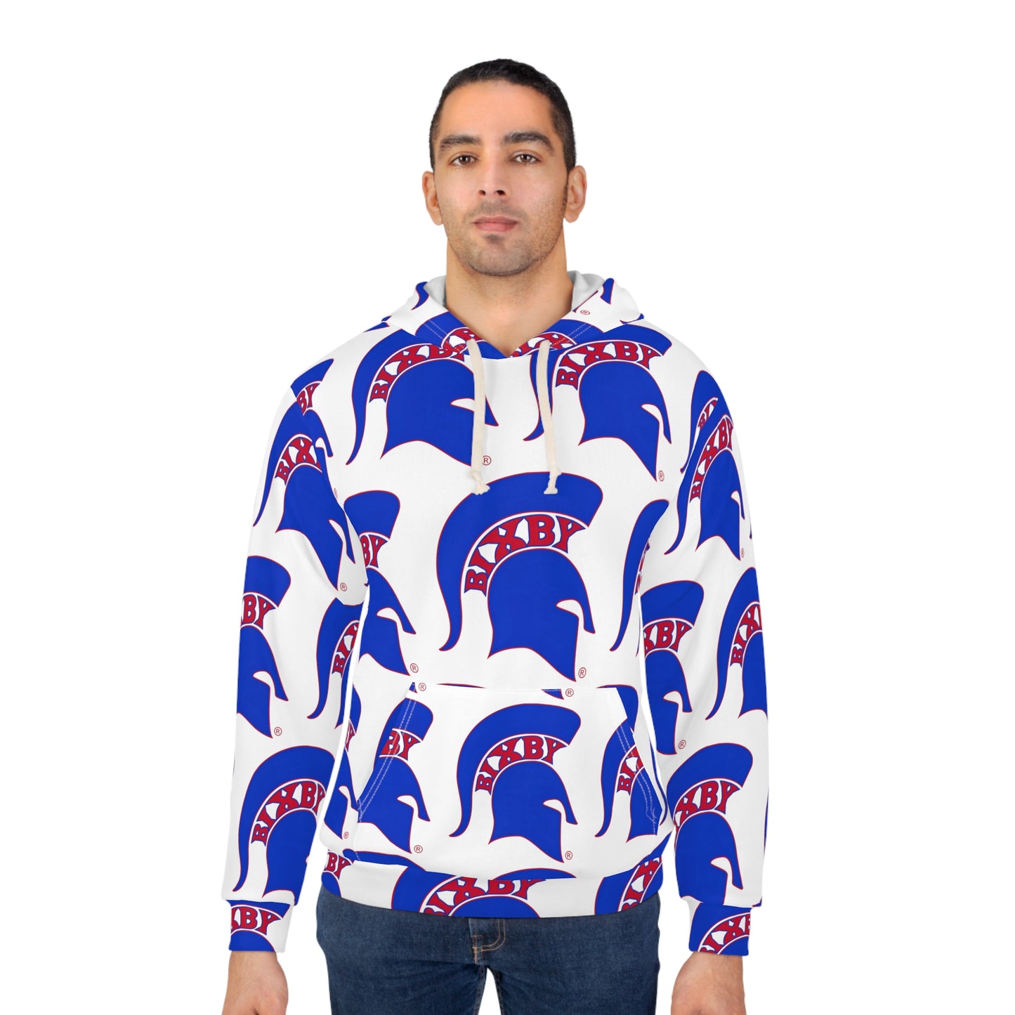 Bixby Spartan Blue Logo All Over Print Hoodie