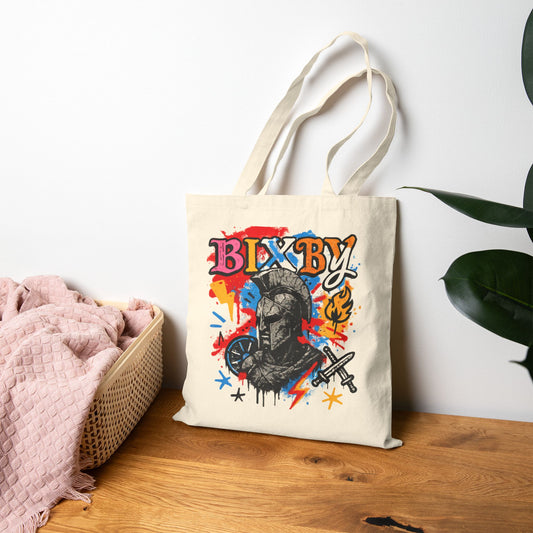 Bixby Spartan Chaos Graffiti Cotton Canvas Tote Bag