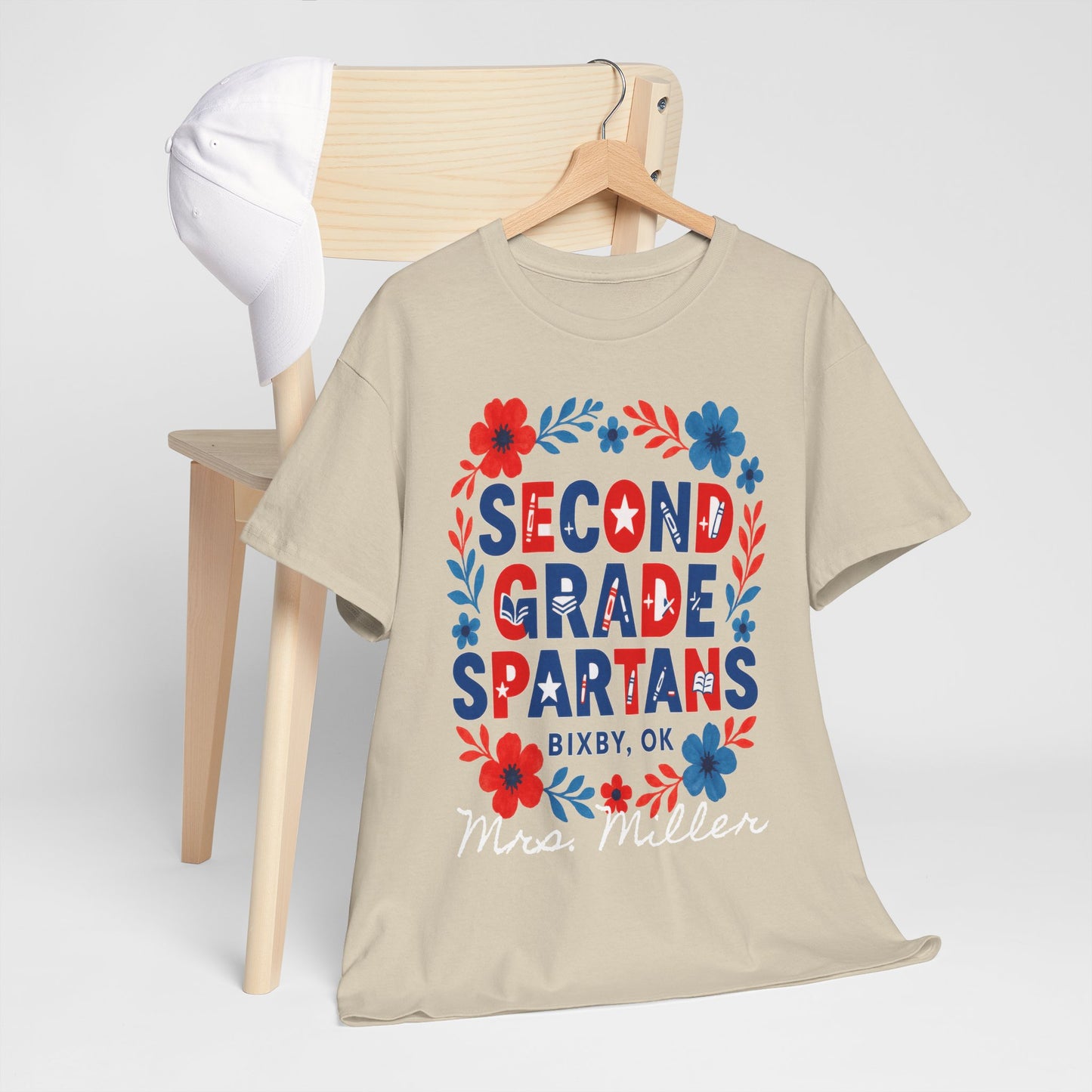 Floral Second Grade Spartan Gildan Tee