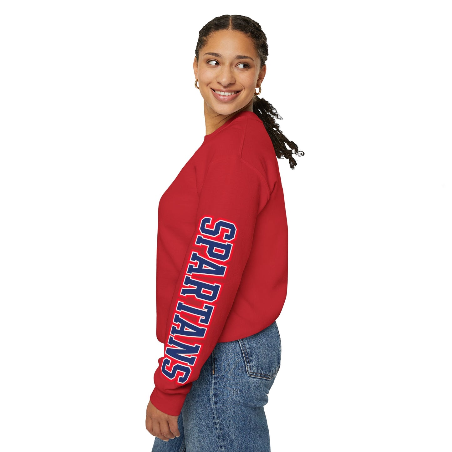 Spartans Athletic Letter Gildan Sleeve Print Sweatshirt