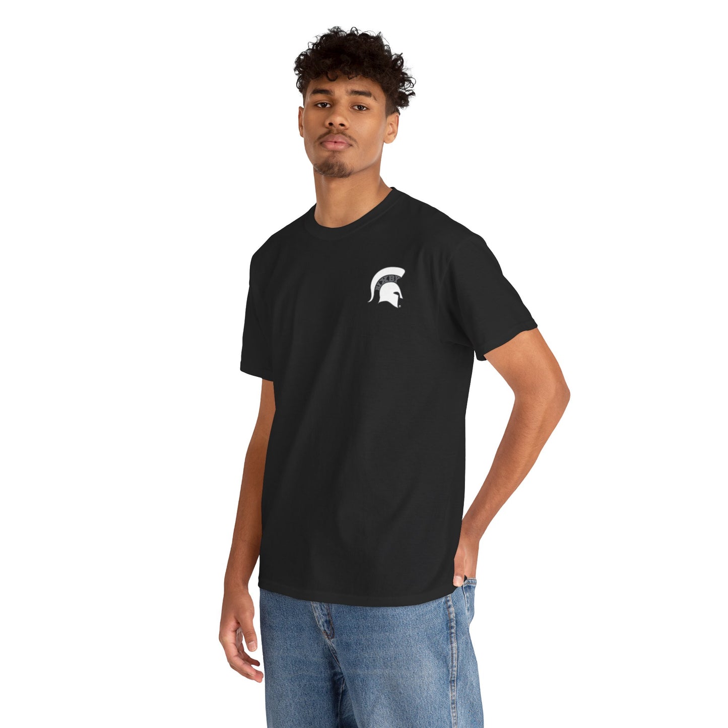 Spartan White Logo Gildan Tee