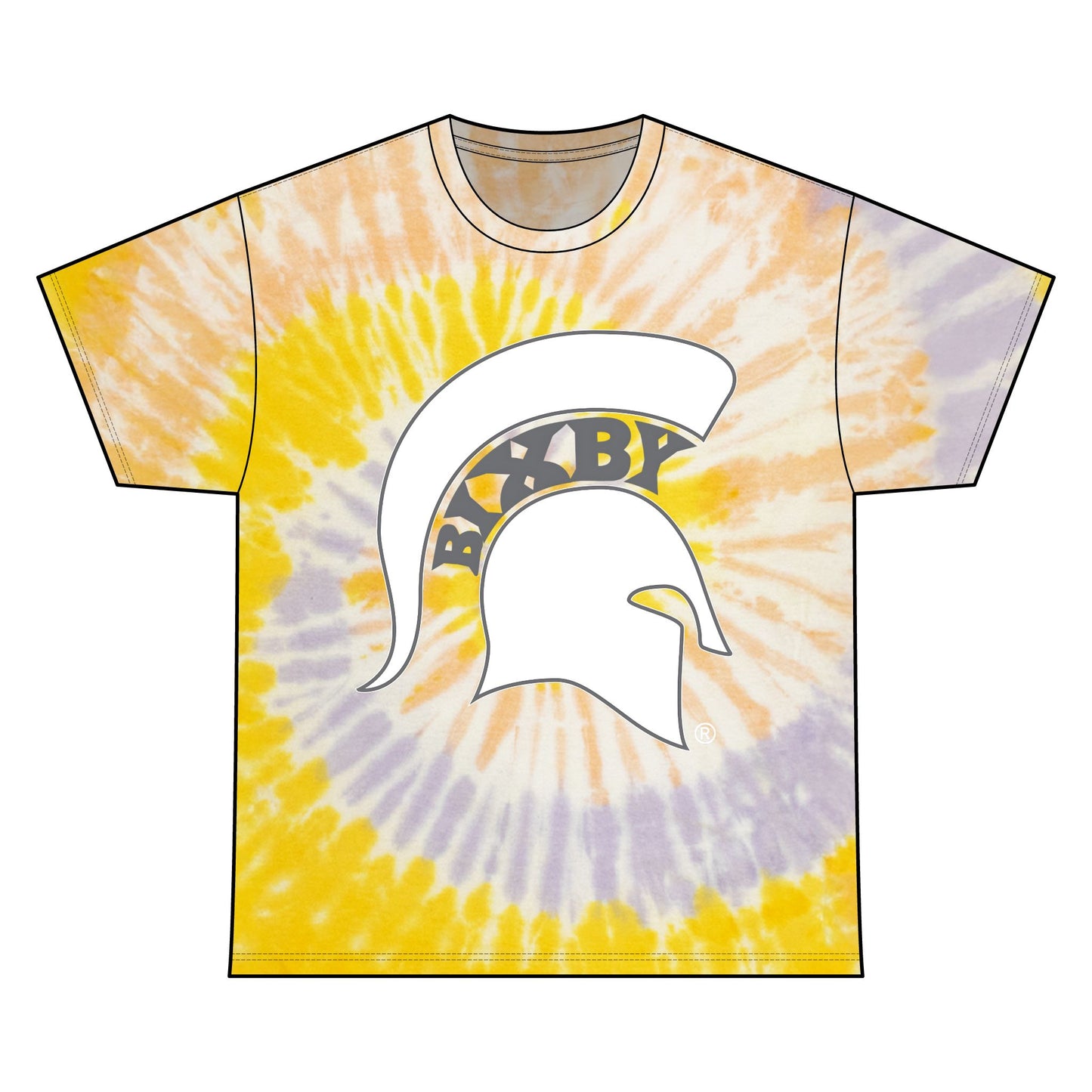 Bixby Spartan White Logo Tie-Dye Gildan Tee