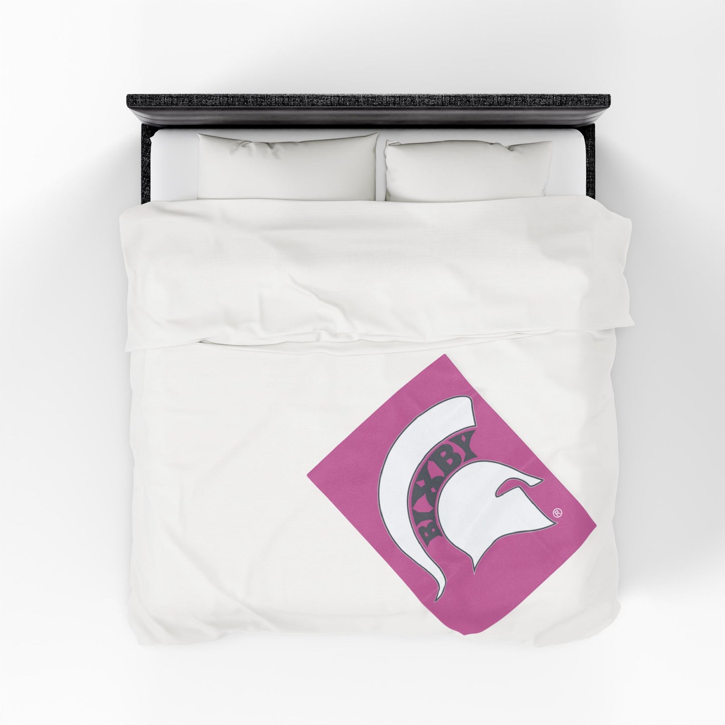 Spartan White Logo Velveteen Plush Pink Blanket