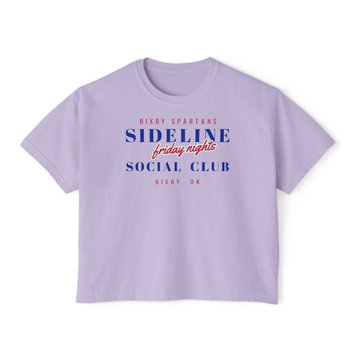 Bixby Spartans Sideline Social Club Friday Nights Women's Boxy Tee – Football Mom Shirt
