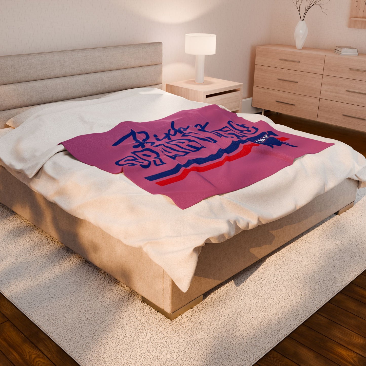 Bixby Spartans Pink Velveteen Plush Blanket