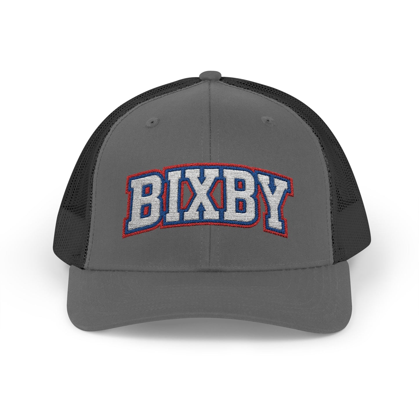 Bixby White Athletic Letter Embroidered Trucker Snapback