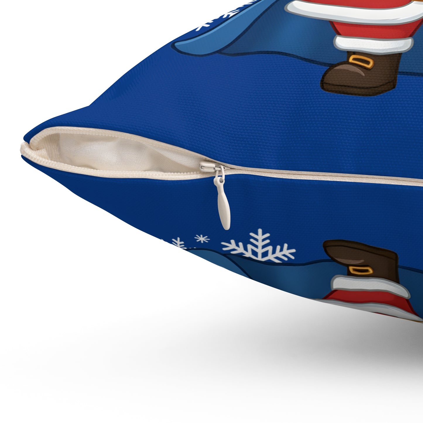 Spartan Santa Blue Christmas Pillow