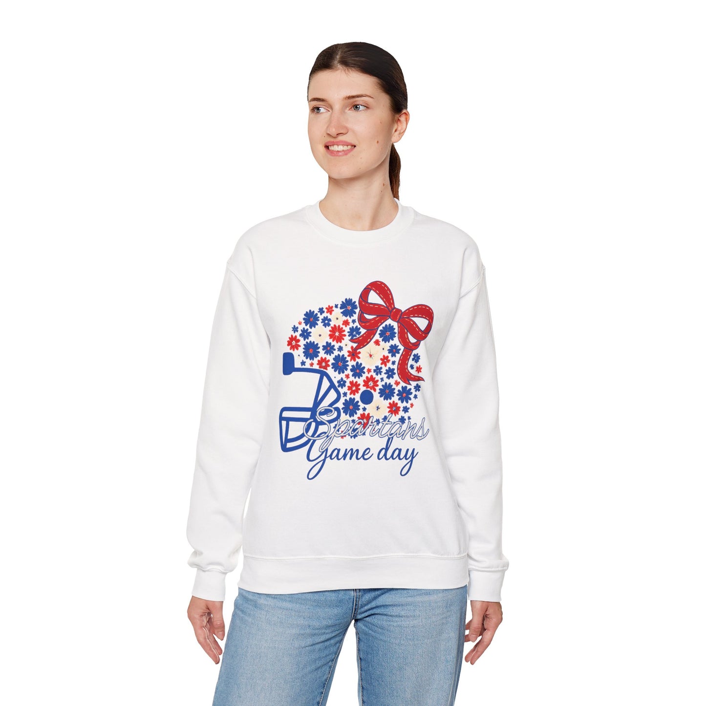 Bixby Spartan Floral Helmet Gameday Gildan Sweatshirt