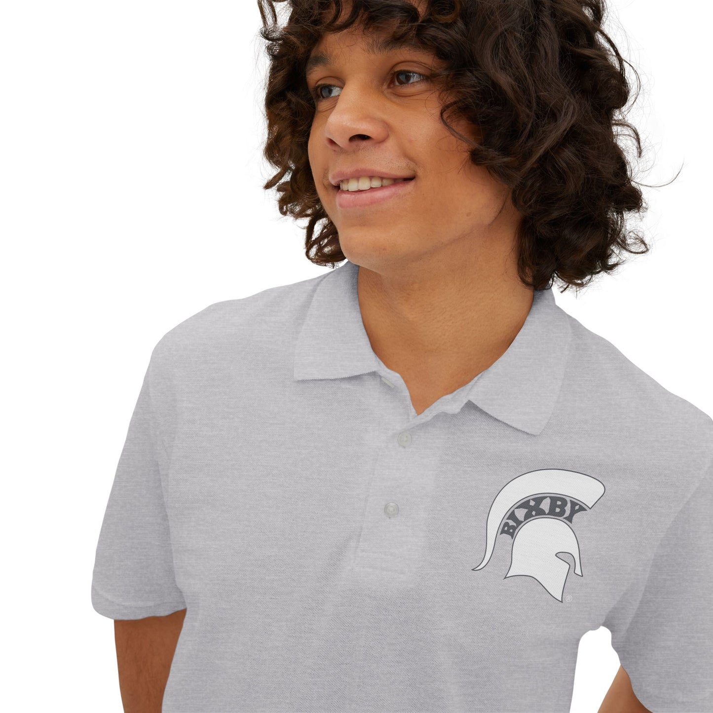 Spartan White Logo Jerzees Polo