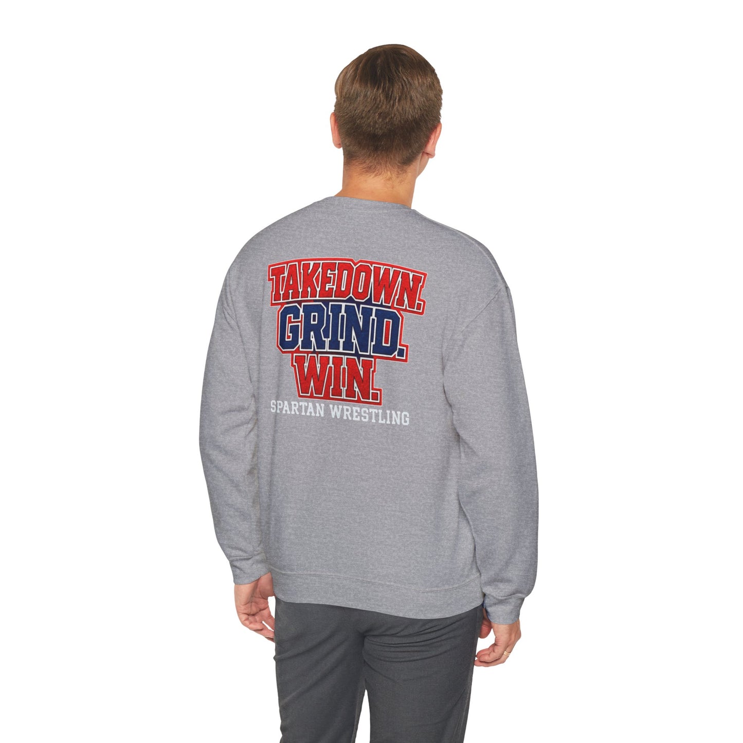 Takedown. Grind. Win Spartan Wresting Gildan Sweatshirt