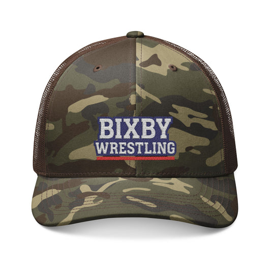 Bixby Wrestling Camouflaged Trucker Snapback