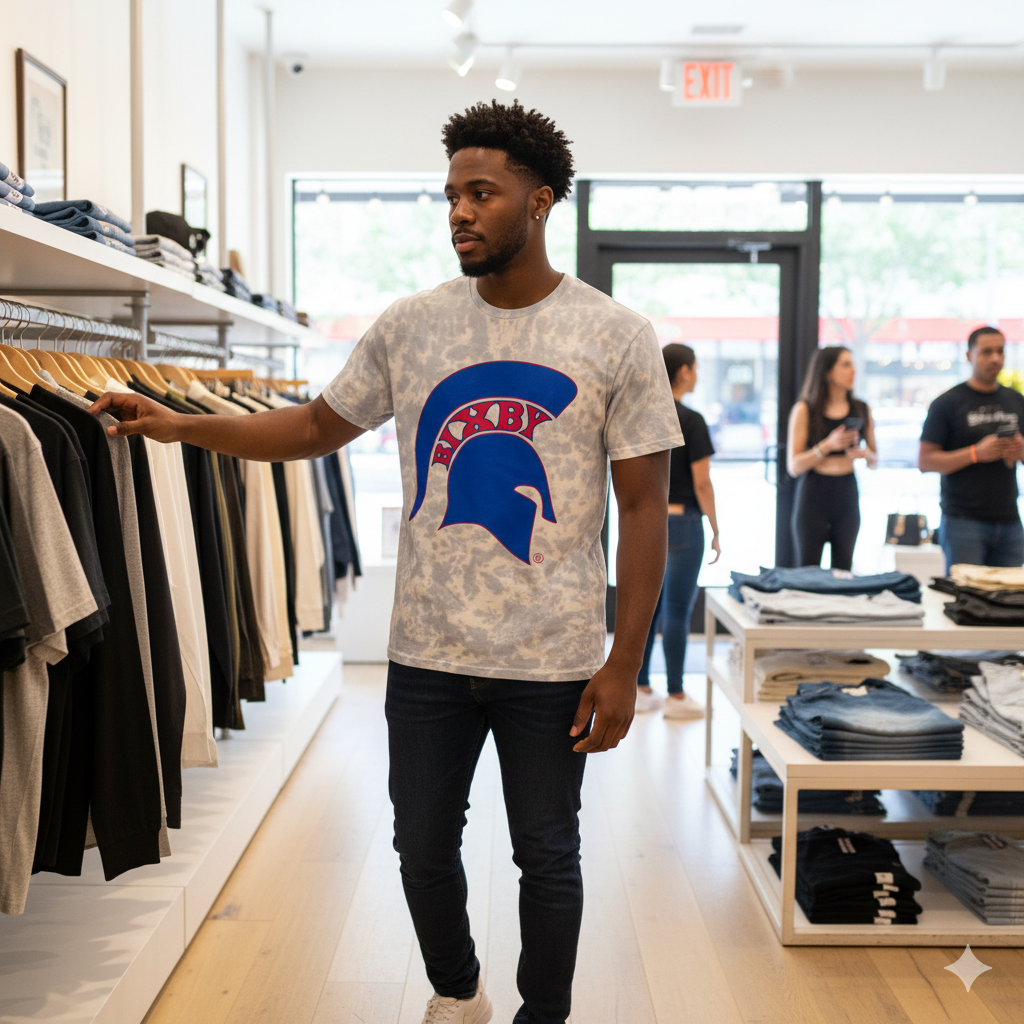Bixby Spartan Blue Logo Tie-Dye Gildan Tee