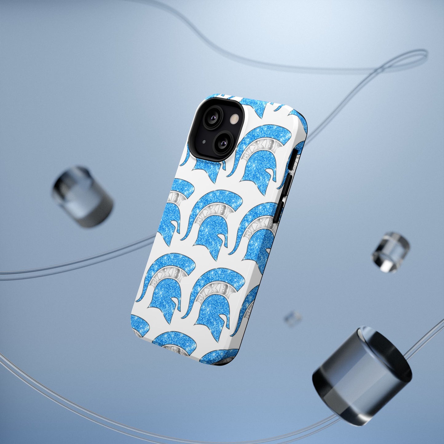 Bixby Spartan Blue Bling Logo Impact Resistant iPhone Case