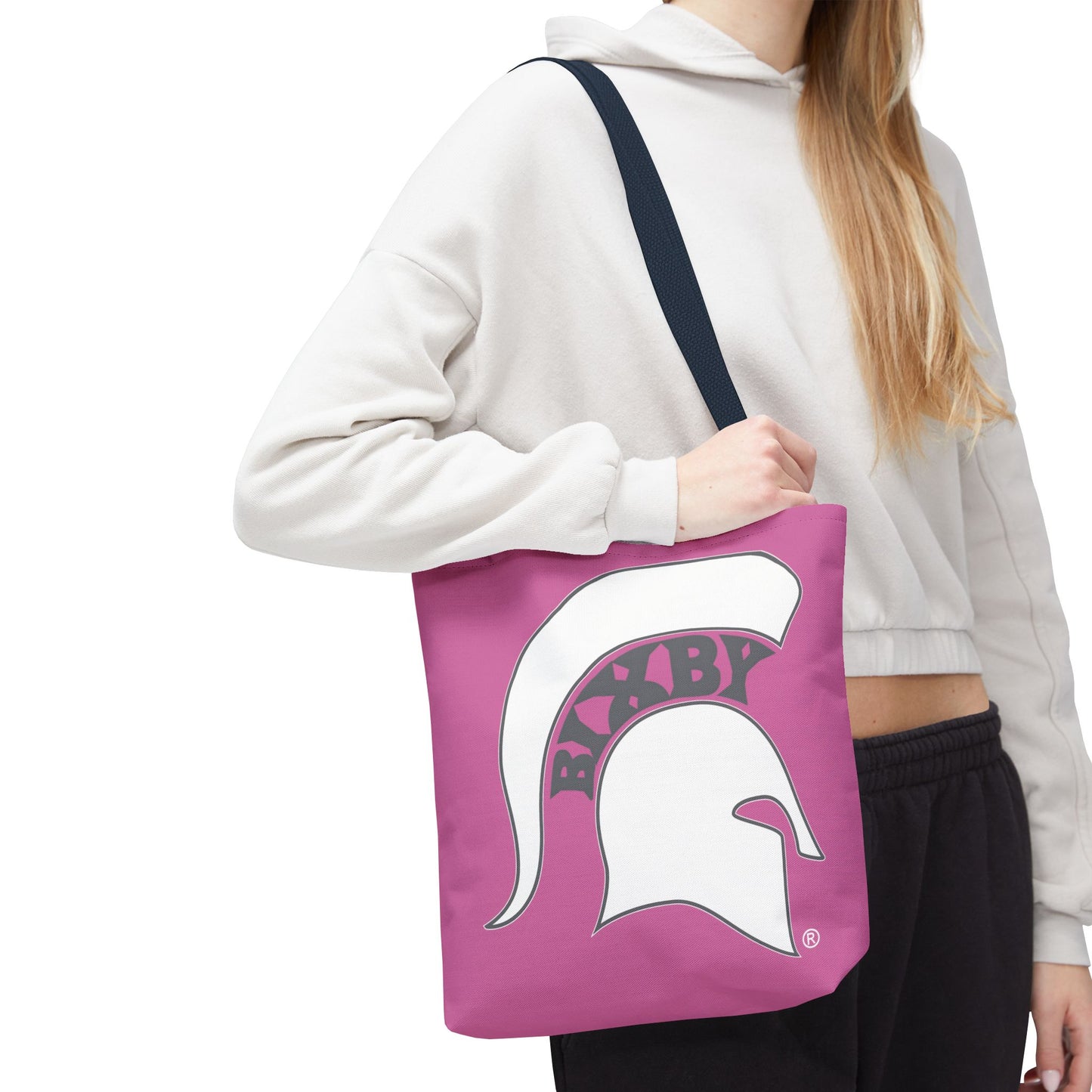 Bixby Spartans White Logo Pink Polyester Tote Bag