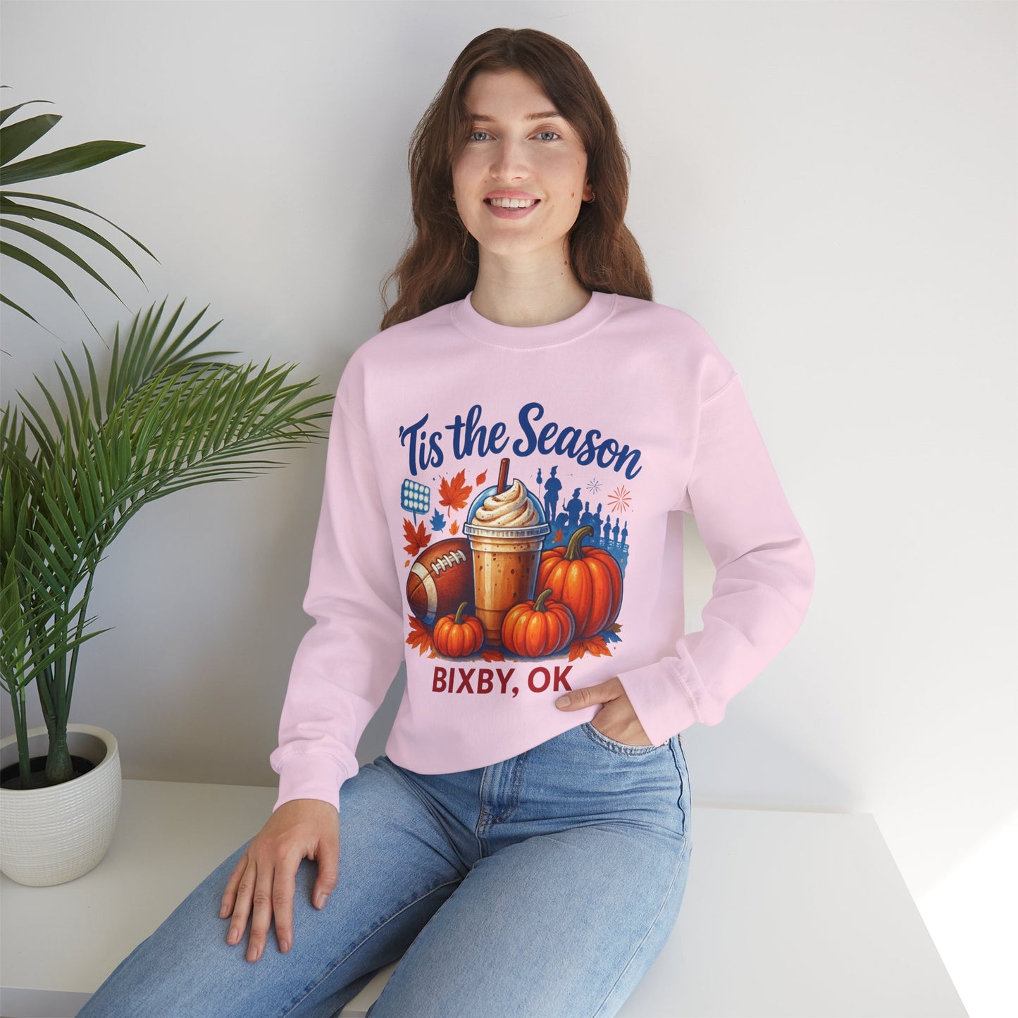 Bixby Football Mom Pumpkin Spice Gildan Sweatshirt