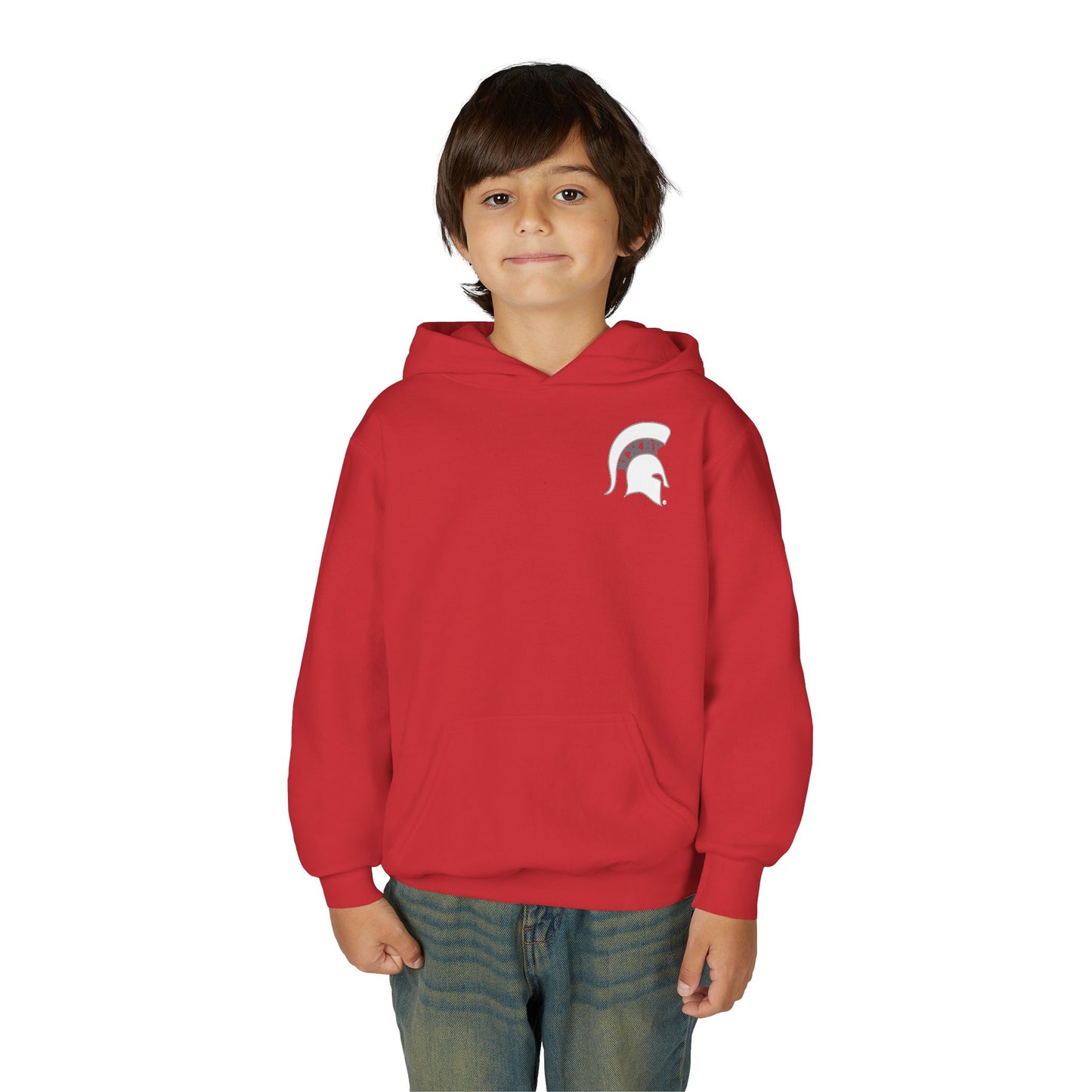 Spartan White Logo Youth Gildan Hoodie