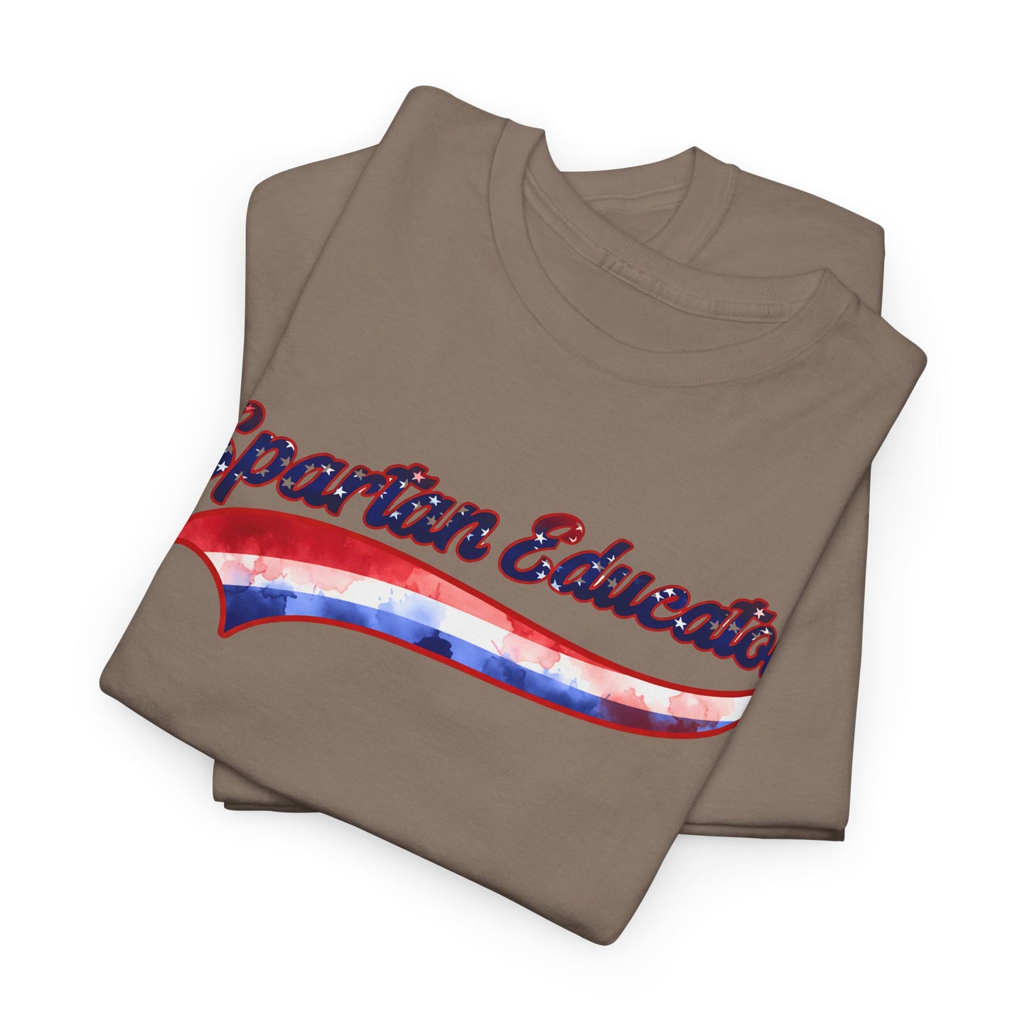 Spartan Educator Patriotic Design Gildan Tee With Sleeve Logo