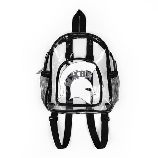Spartan White Logo Clear Event Backpack