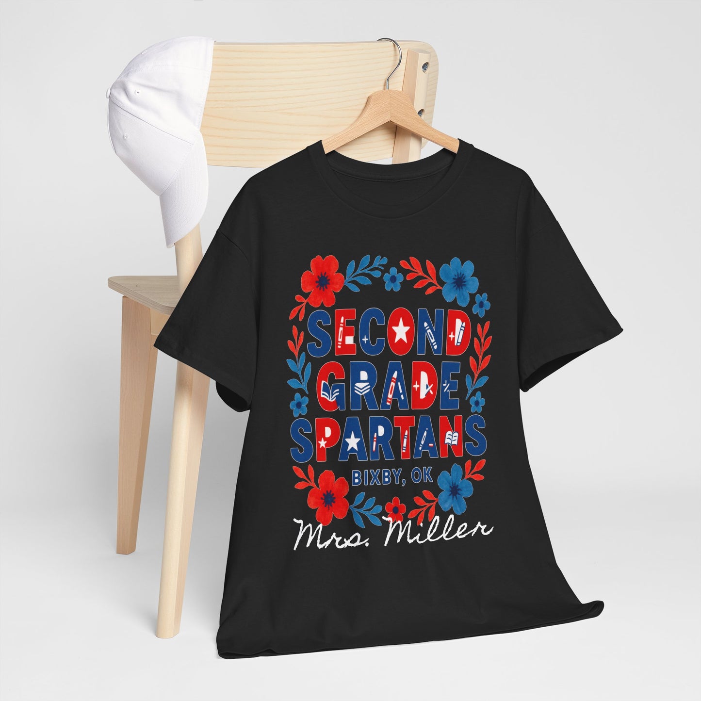 Floral Second Grade Spartan Gildan Tee