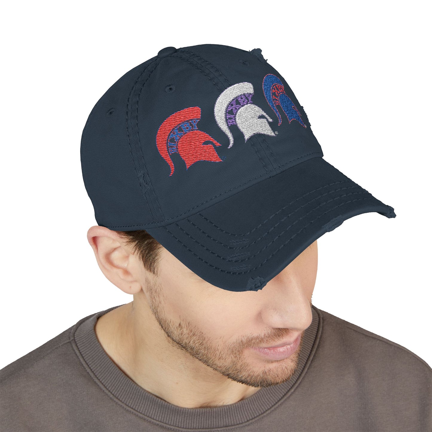 Bixby Spartan Red, White and Blue Embroidered Distressed Ballcap