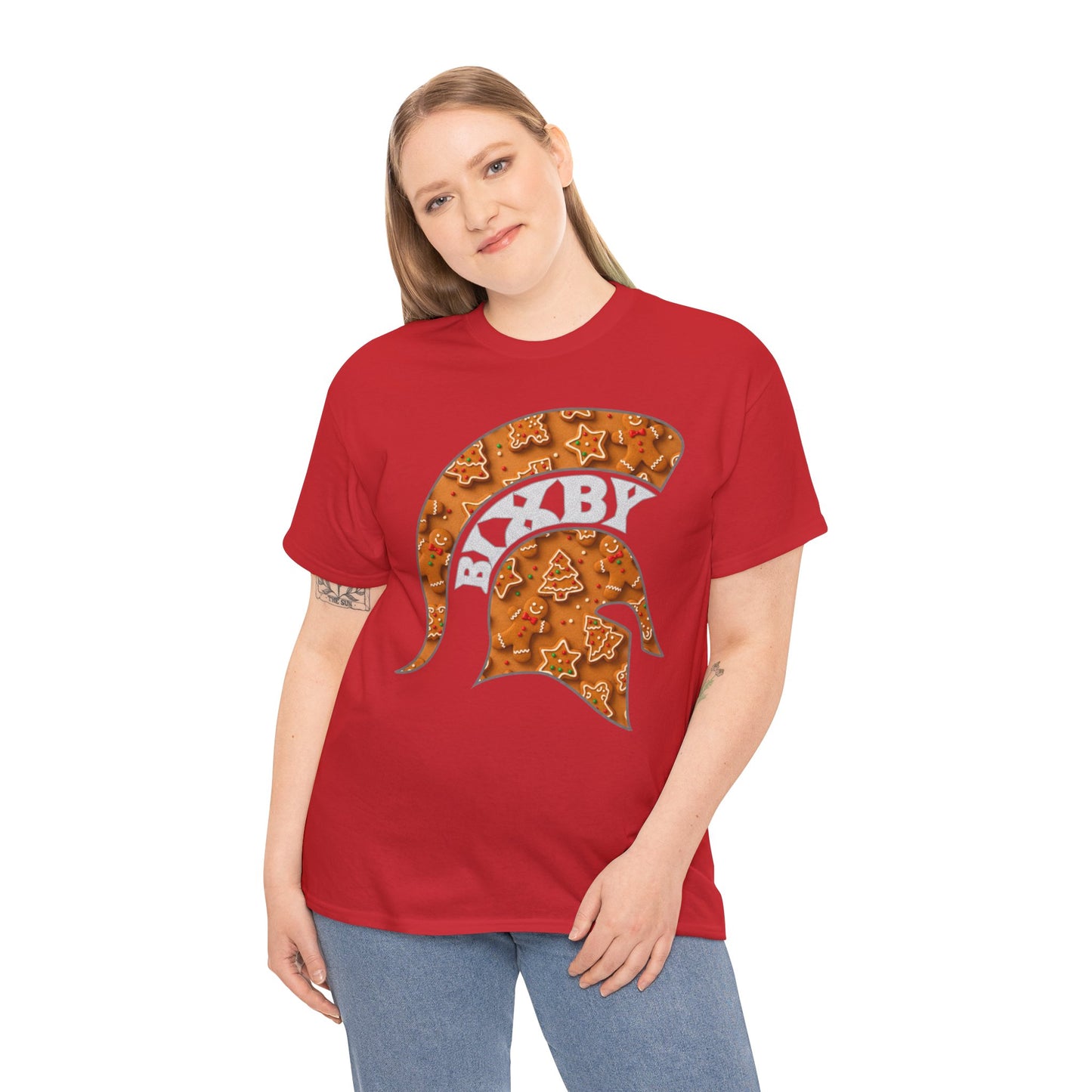Bixby Spartan Gingerbread Helmet Gildan Tee