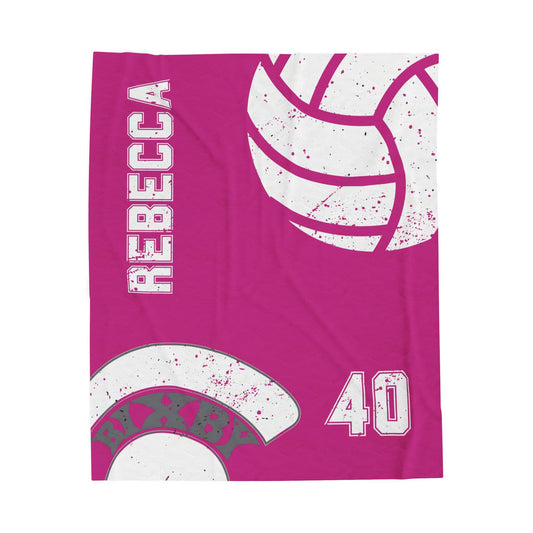 Spartan Volleyball Velveteen Plush Blanket - Customized