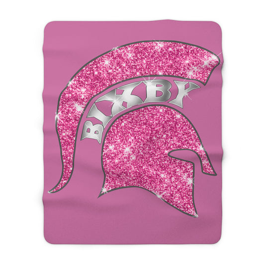 Spartan Pink Bling Logo Sherpa Fleece Blanket