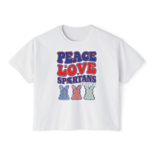 Peace Love Spartans Easter Comfort Colors Boxy Tee