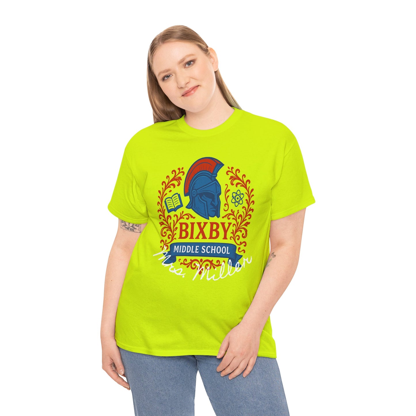 Floral Personalized Bixby Middle School Spartan Gildan Tee