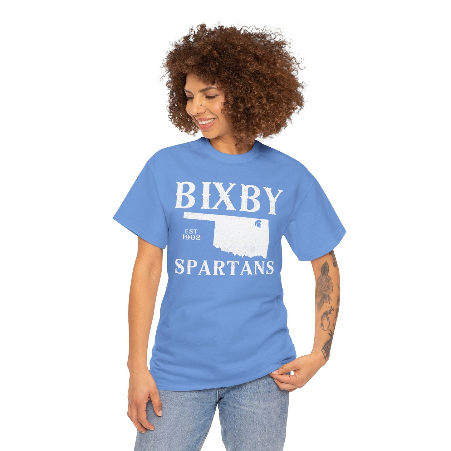 Bixby Oklahoma Spartans Distressed Grunge Effect Gildan Tee