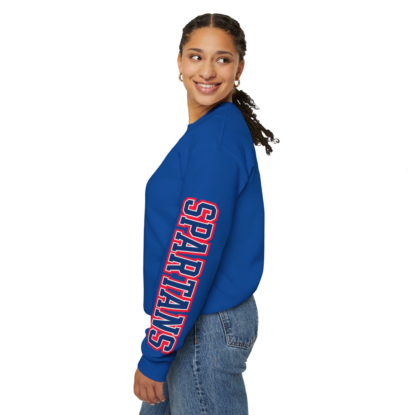 Spartans Athletic Letter Gildan Sleeve Print Sweatshirt