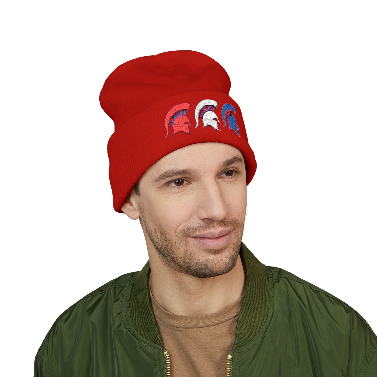 Bixby Spartan Red, White and Blue Embroidered Cuffed Beanie