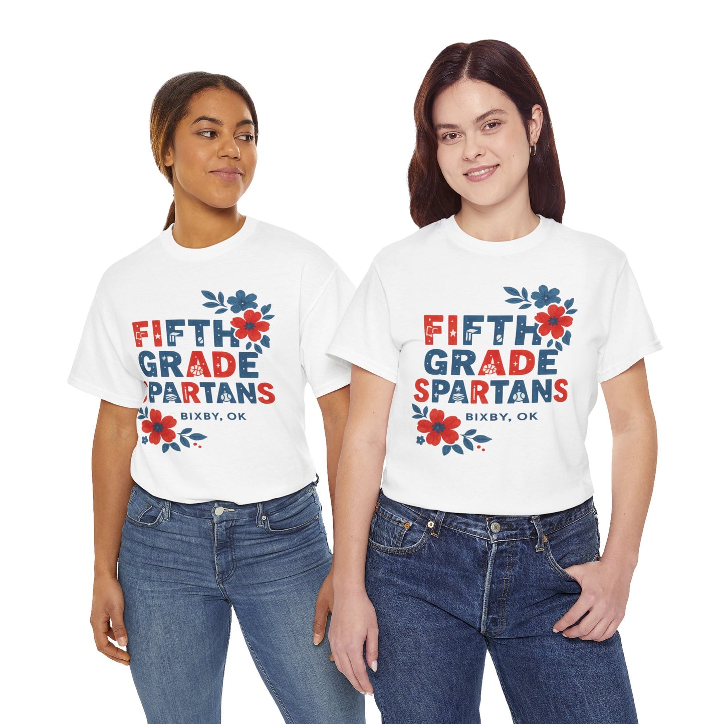 Floral Fifth Grade Spartan Gildan Tee