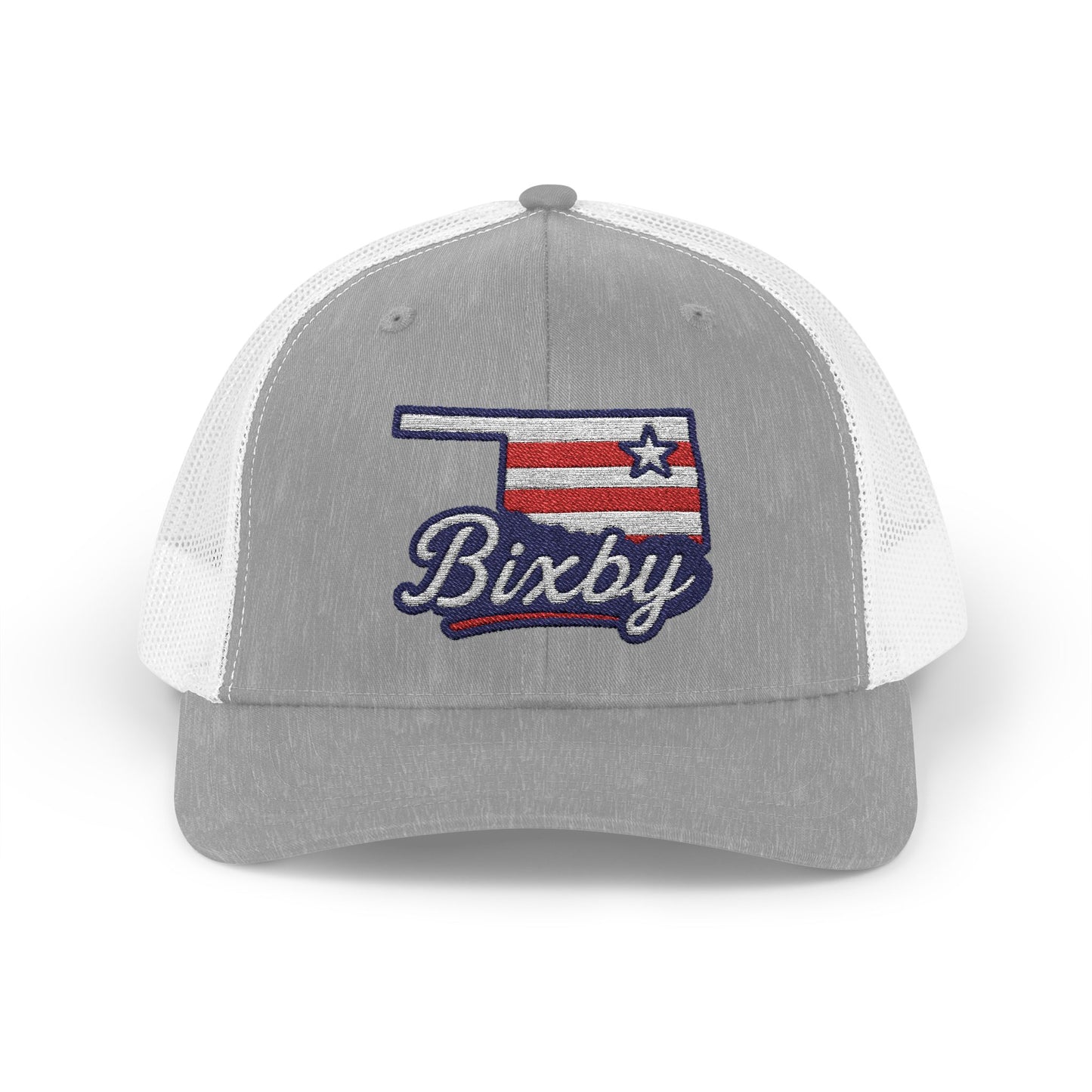 Bixby OK Red White & Blue Embroidered Trucker Snapback