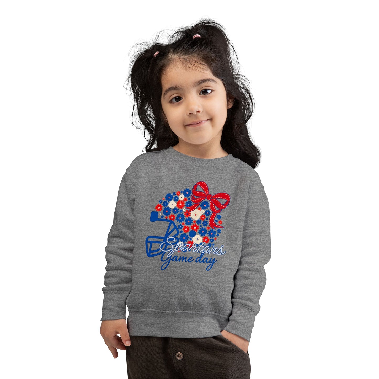 Bixby Spartans Gameday Floral Helmet Toddler Rabbit Skins Sweatshirt