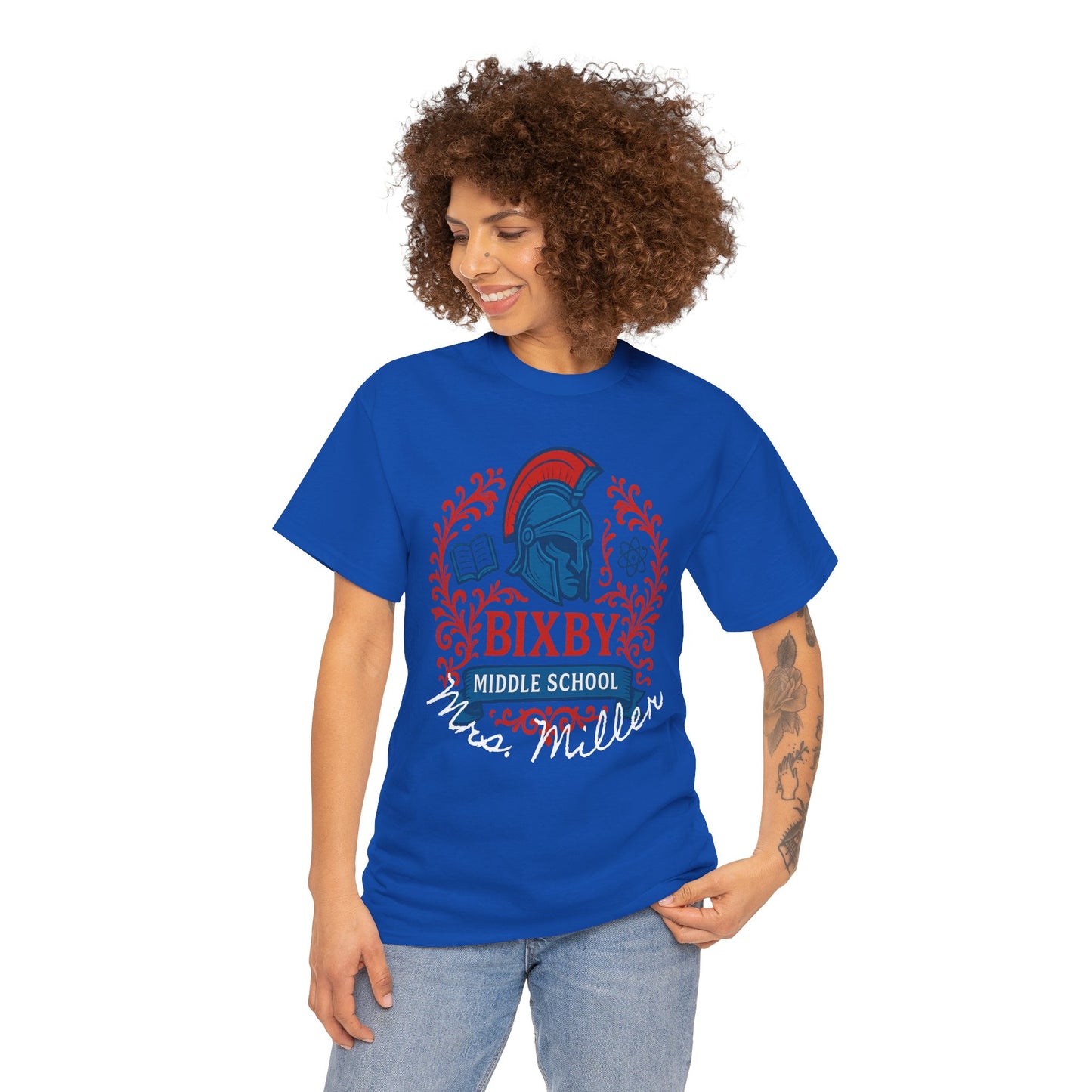 Floral Personalized Bixby Middle School Spartan Gildan Tee
