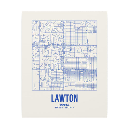 Lawton Street Map Canvas, Royal Blue on Cream