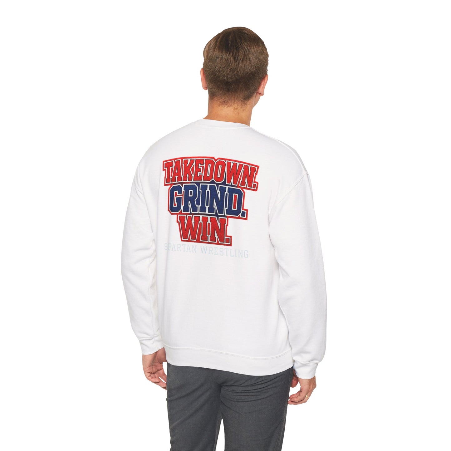 Takedown. Grind. Win Spartan Wresting Gildan Sweatshirt