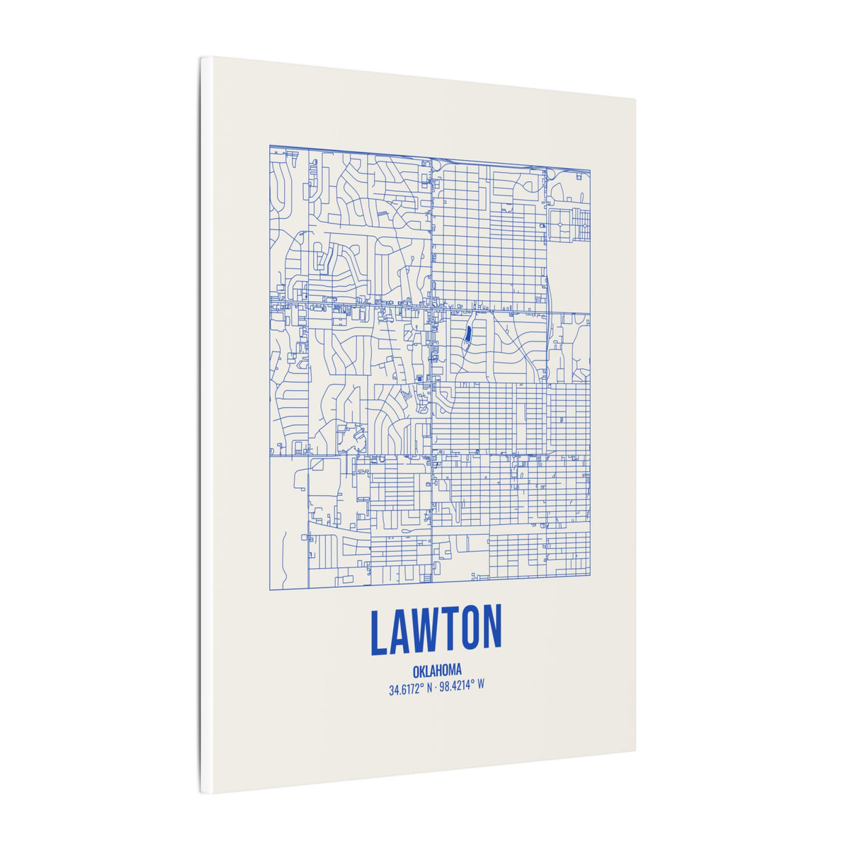 Lawton Street Map Canvas, Royal Blue on Cream