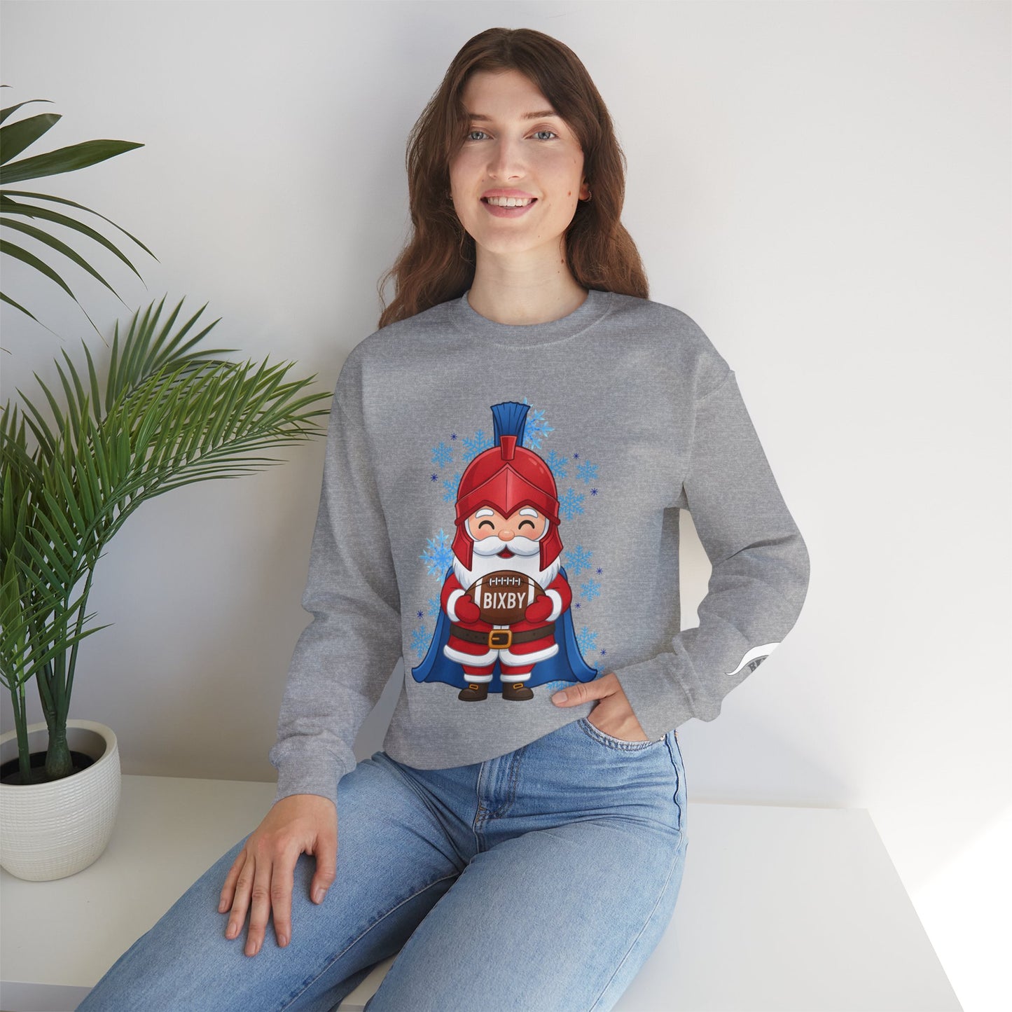 Spartan Football Santa Gildan Sweatshirt With Sleeve Print