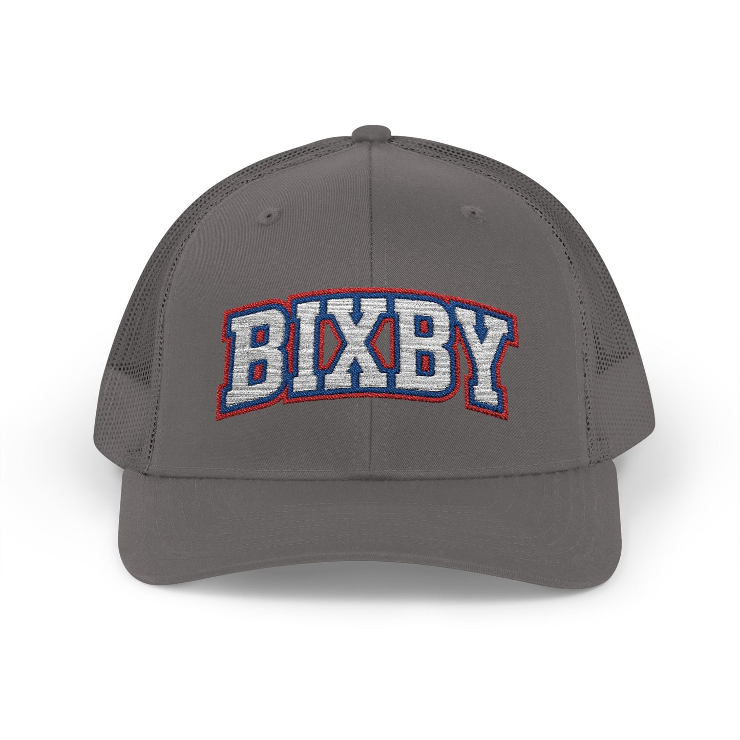 Bixby White Athletic Letter Embroidered Trucker Snapback